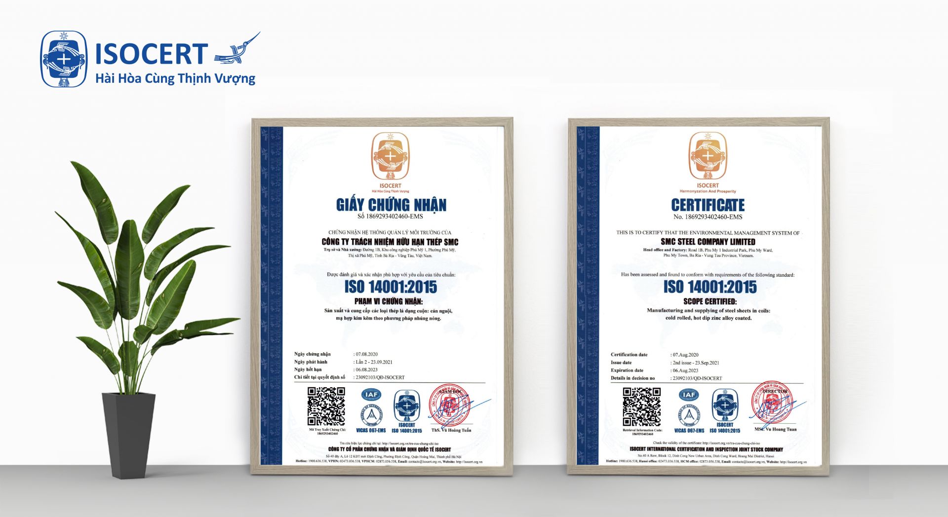 Mẫu Giấy chứng nhận ISO 9001:2015 tại ISOCERT