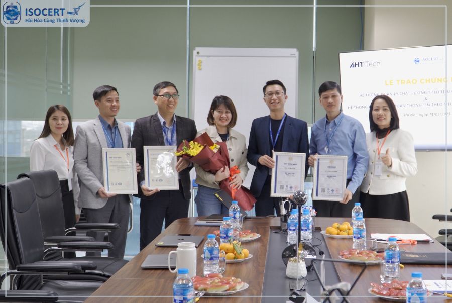 ISOCERT trao chứng nhận ISO 9001 và ISO 27001 cho AHT TECH