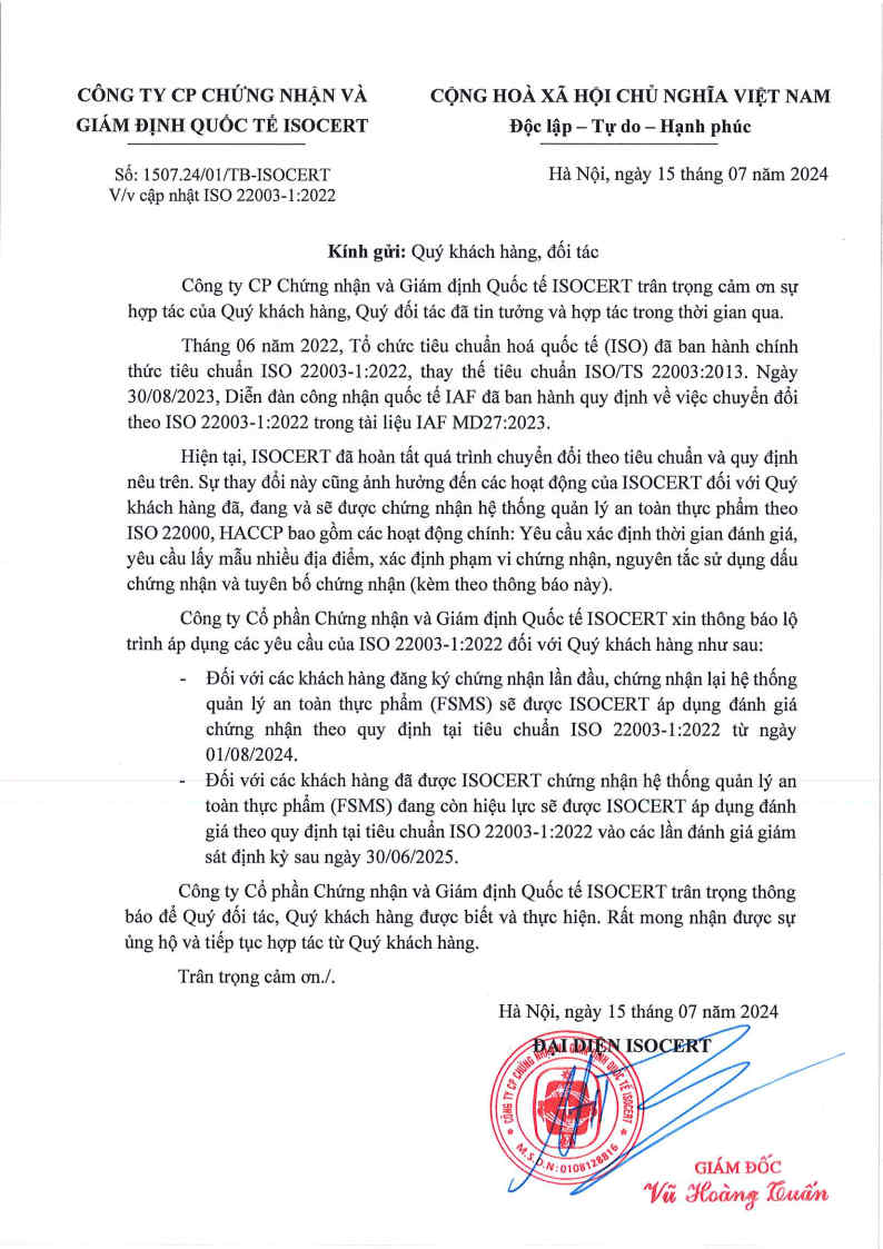 Chuyển Đổi ISO 22003-1:2022 - Những Điều Doanh Nghiệp Cần Biết